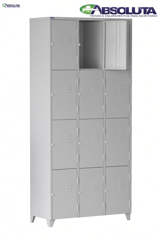 ROUPEIRO DE AÇO COM 12 PORTAS COR CINZA