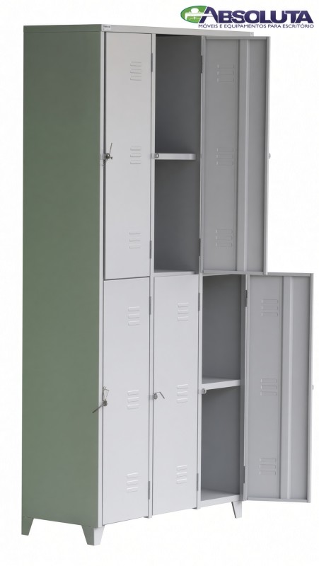 ROUPEIRO DE AÇO COM 6 PORTAS PARA CADEADO E 2 VÃOS INTERNOS CADA PORTA MED. 1,98 X 0,93 X0,40 COR CI