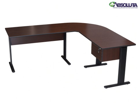 MESA EM L COR TABACO / PRETO