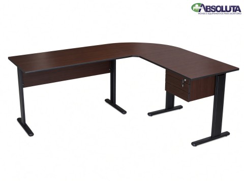 MESA EM L COR TABACO / PRETO