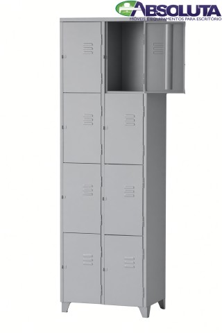 ROUPEIRO DE AÇO COM 8 PORTAS PEQUENAS COR CINZA