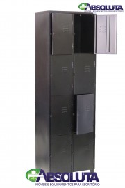 ROUPEIRO DE AÇO COM 8 PORTAS PEQUENAS COR PRETO
