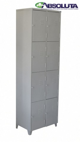 ROUPEIRO DE AÇO COM 8 PORTAS PEQUENAS COR CINZA